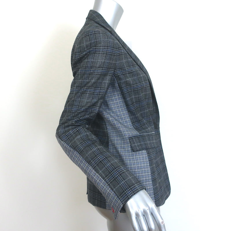 Rag &amp; Bone Lexington Mixed-Plaid Blazer Gray Wool-Blend Size 2 One-Button Jacket