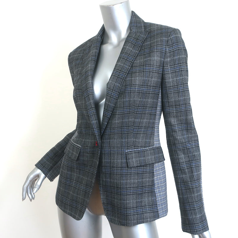 Rag &amp; Bone Lexington Mixed-Plaid Blazer Gray Wool-Blend Size 2 One-Button Jacket