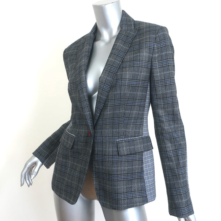 Rag &amp; Bone Lexington Mixed-Plaid Blazer Gray Wool-Blend Size 2 One-Button Jacket