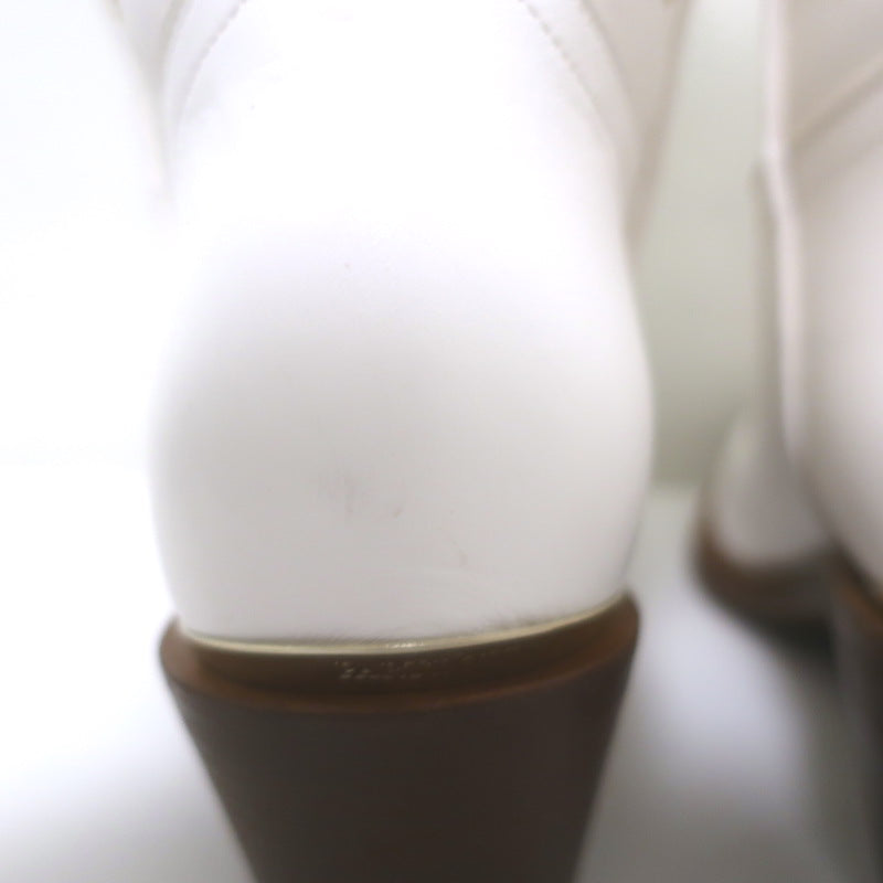 Partlow Abigail 55 Metallic-Embroidered Cowboy Boots White Leather Size 40.5 NEW