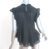 Isabel Marant Etoile Vivia Ruffle Top Black Lace-Trim Cotton Size 34