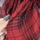 Saint Laurent Pussy Bow Checked Blouse Red/Black Chiffon Size 40 Long Sleeve Top