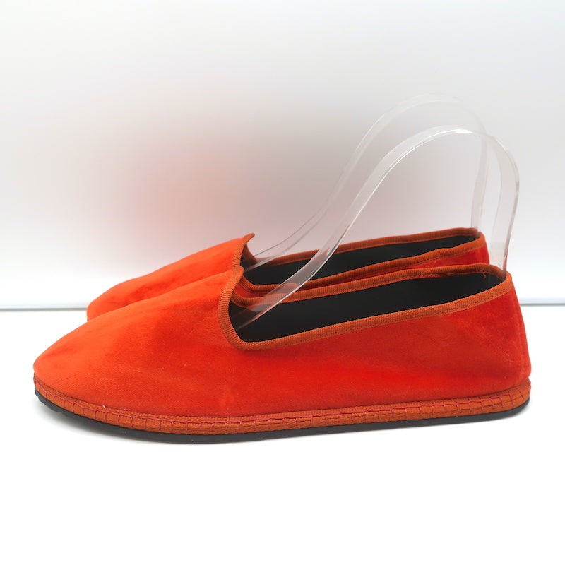 Piedaterre Modigliani Espadrille Flats Orange Velvet Size 42 NEW