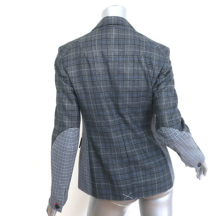 Rag &amp; Bone Lexington Mixed-Plaid Blazer Gray Wool-Blend Size 2 One-Button Jacket