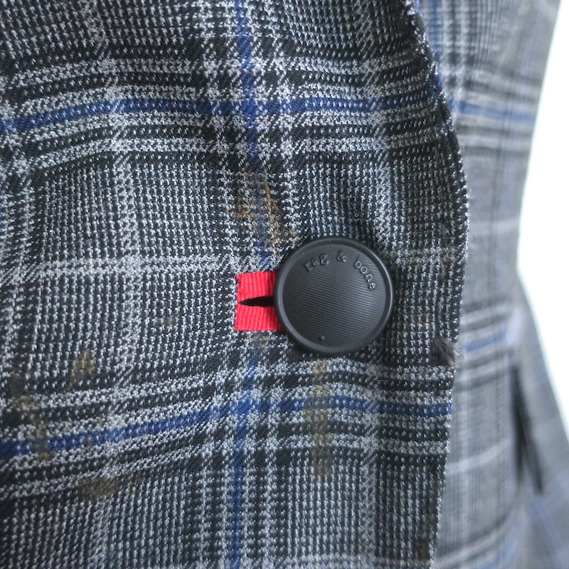 Rag &amp; Bone Lexington Mixed-Plaid Blazer Gray Wool-Blend Size 2 One-Button Jacket
