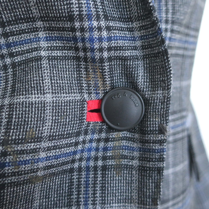 Rag &amp; Bone Lexington Mixed-Plaid Blazer Gray Wool-Blend Size 2 One-Button Jacket