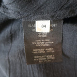 Isabel Marant Etoile Vivia Ruffle Top Black Lace-Trim Cotton Size 34