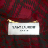 Saint Laurent Pussy Bow Checked Blouse Red/Black Chiffon Size 40 Long Sleeve Top