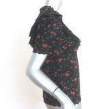 Ulla Johnson Choux Eyelet Embroidered Top Black Floral Print Cotton Size 0