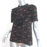 Ulla Johnson Choux Eyelet Embroidered Top Black Floral Print Cotton Size 0