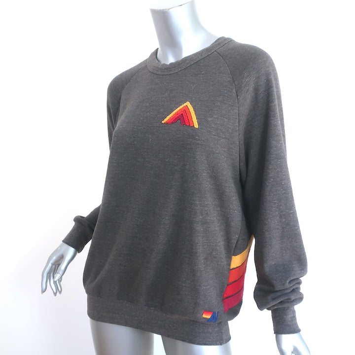 Aviator Nation Mountain Stripe Crewneck Sweatshirt Dark Gray Size Medium
