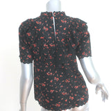 Ulla Johnson Choux Eyelet Embroidered Top Black Floral Print Cotton Size 0