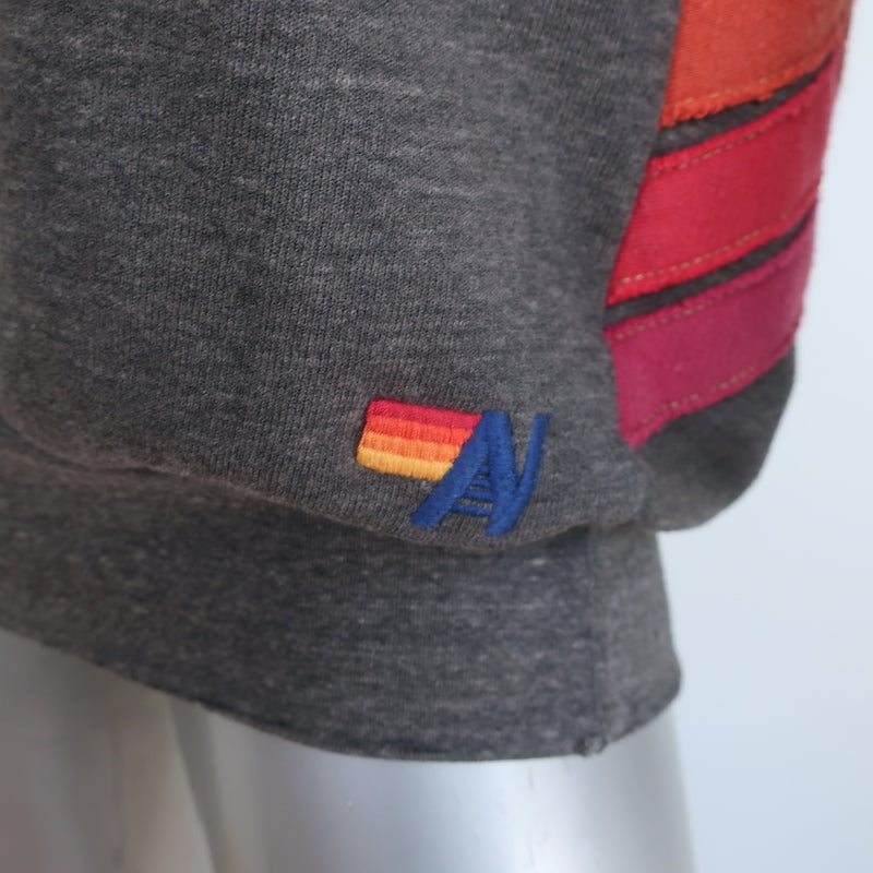 Aviator Nation Mountain Stripe Crewneck Sweatshirt Dark Gray Size Medium