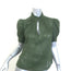 FRAME Deep V Ruffle Collar Top Fatigue Green Size Extra Small Puff Sleeve Blouse