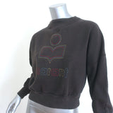 Isabel Marant Etoile Odilon Embroidered Logo Sweatshirt Washed Black Size 34