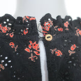 Ulla Johnson Choux Eyelet Embroidered Top Black Floral Print Cotton Size 0