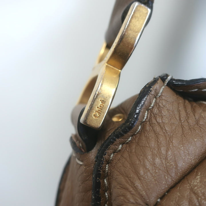 Chloe Medium Marcie Hobo Nut Pebbled Leather Shoulder Bag