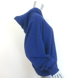 Saint Laurent Embroidered-Logo Oversized Hoodie Blue Cotton Size Medium