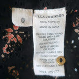 Ulla Johnson Choux Eyelet Embroidered Top Black Floral Print Cotton Size 0