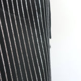 Saint Laurent Lurex-Striped Tie Neck Blouse Black & Silver Chiffon Size 42