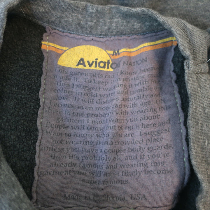 Aviator Nation Mountain Stripe Crewneck Sweatshirt Dark Gray Size Medium