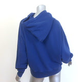 Saint Laurent Embroidered-Logo Oversized Hoodie Blue Cotton Size Medium