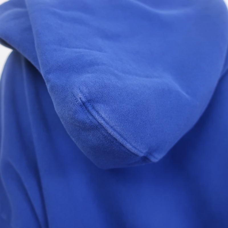 Saint Laurent Embroidered-Logo Oversized Hoodie Blue Cotton Size Medium