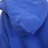 Saint Laurent Embroidered-Logo Oversized Hoodie Blue Cotton Size Medium