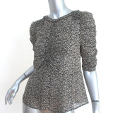 Les Coyotes de Paris Ambre Ruched Top Black Floral Print Crepe Size 36