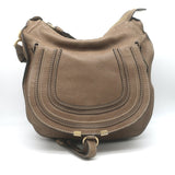 Chloe Medium Marcie Hobo Nut Pebbled Leather Shoulder Bag