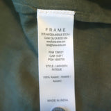 FRAME Deep V Ruffle Collar Top Fatigue Green Size Extra Small Puff Sleeve Blouse