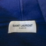 Saint Laurent Embroidered-Logo Oversized Hoodie Blue Cotton Size Medium