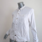 L'Agence Celine Denim Jacket White Stretch Cotton Size Large