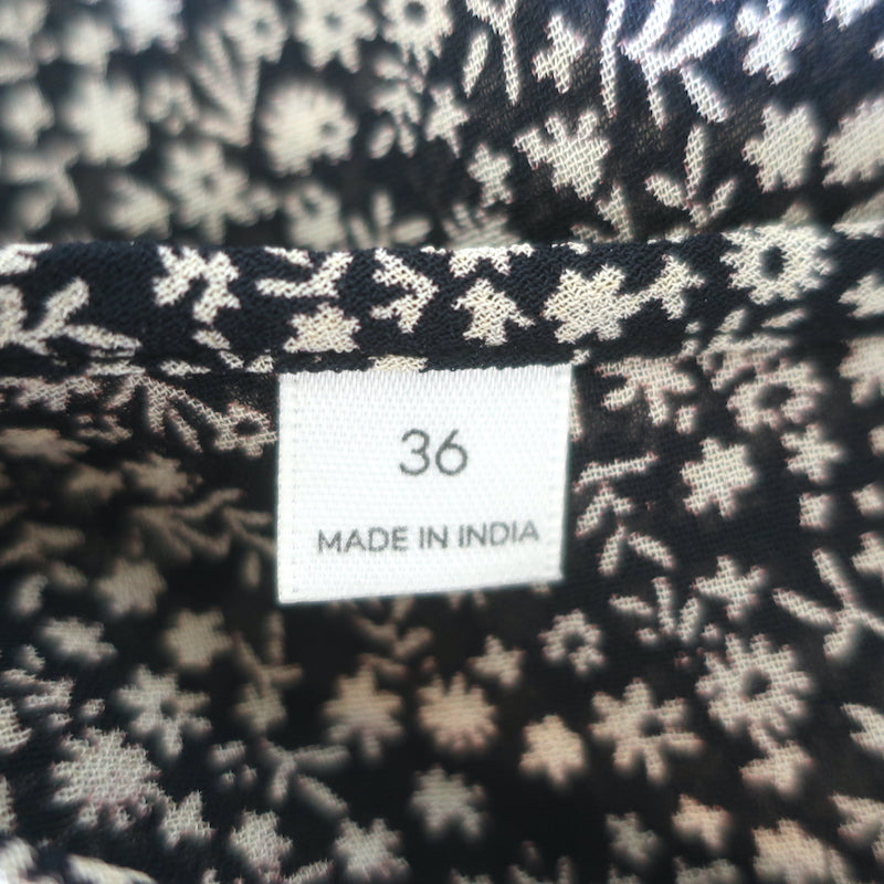Les Coyotes de Paris Ambre Ruched Top Black Floral Print Crepe Size 36