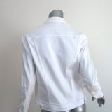 L'Agence Celine Denim Jacket White Stretch Cotton Size Large