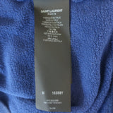 Saint Laurent Embroidered-Logo Oversized Hoodie Blue Cotton Size Medium