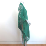 Caravana Fringed Shawl Scarf Green Cotton Gauze NEW