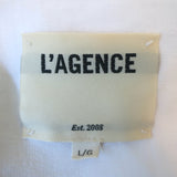 L'Agence Celine Denim Jacket White Stretch Cotton Size Large