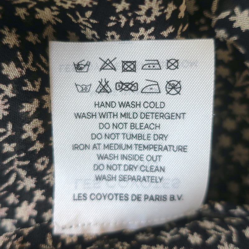 Les Coyotes de Paris Ambre Ruched Top Black Floral Print Crepe Size 36
