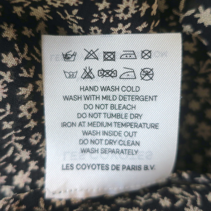 Les Coyotes de Paris Ambre Ruched Top Black Floral Print Crepe Size 36
