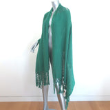 Caravana Fringed Shawl Scarf Green Cotton Gauze NEW