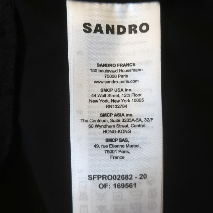 Sandro Ross Tweed Fluted-Hem Mini Dress Black Cotton-Blend Size 34 NEW