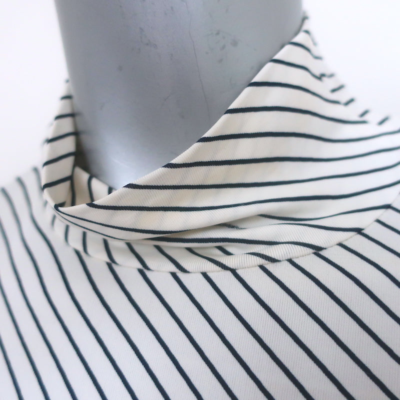 Balenciaga Cutout-Sleeve Striped Turtleneck Top White/Black Jersey Size 36