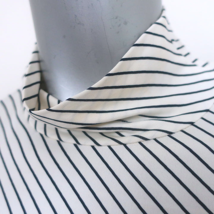Balenciaga Cutout-Sleeve Striped Turtleneck Top White/Black Jersey Size 36
