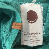 Caravana Fringed Shawl Scarf Green Cotton Gauze NEW