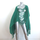 Caravana Fringed Shawl Scarf Green Cotton Gauze NEW