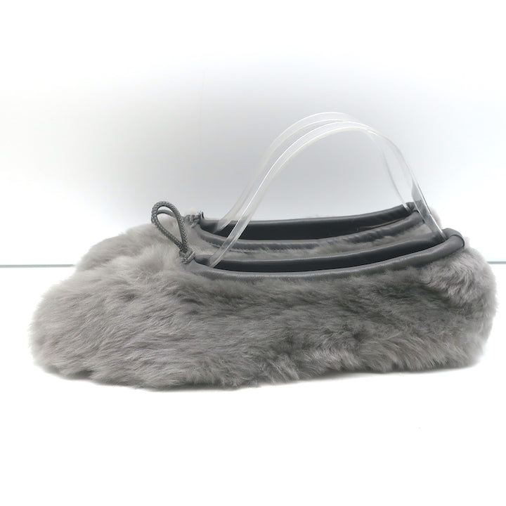 Hereu Puntera Shearling Ballet Flats Gray Size 38