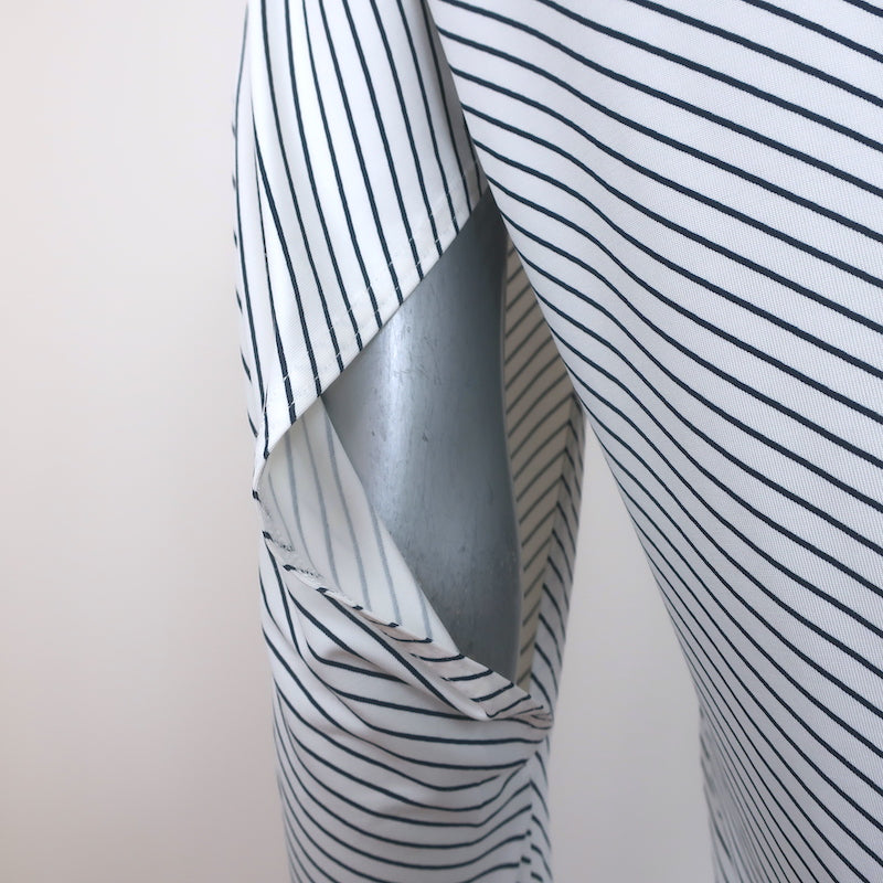 Balenciaga Cutout-Sleeve Striped Turtleneck Top White/Black Jersey Size 36