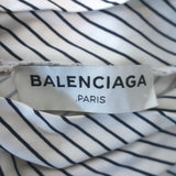 Balenciaga Cutout-Sleeve Striped Turtleneck Top White/Black Jersey Size 36