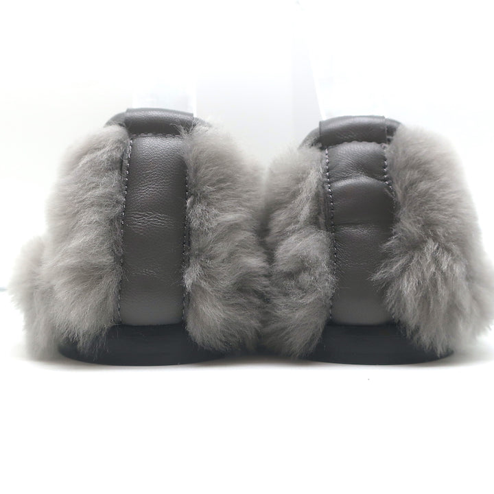 Hereu Puntera Shearling Ballet Flats Gray Size 38